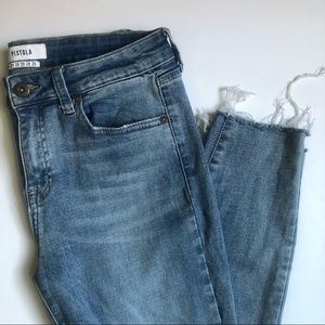 Pistola Mid-Rise Skinny Jeans | Light wash, Raw hem